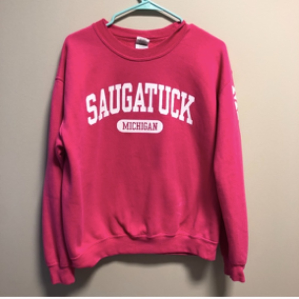 Pink Women's Medium Saugatuck Michigan Sweatshirt